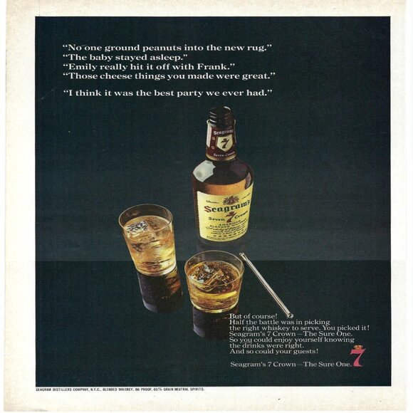 1967 Seagram’s 7 Crown Best Party We Ever Had Vintage Magazine Print Ad/Poster - Picture 1 of 1